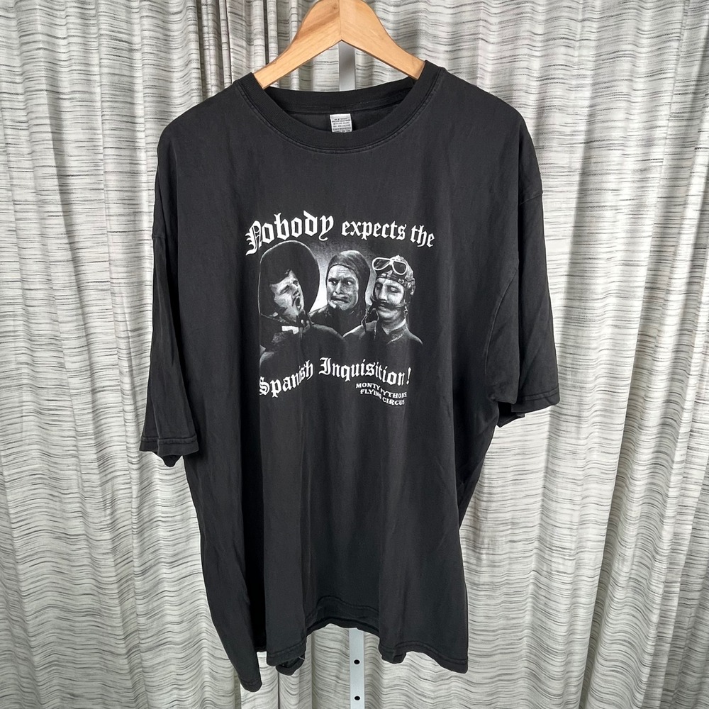 Monty Python Flying Circus Spanish Inquisition Graphic T-Shirt Black 2XL Mens